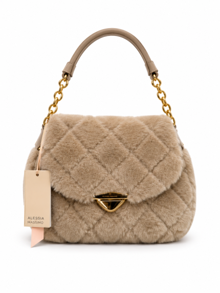 Borsa Alessia Massimo eco pelliccia fantasia rombi