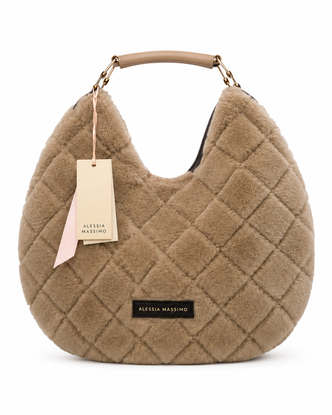 Borsa Alessia Massimo grande eco pelliccia disegno rombi Borsa Alessia Massimo grande eco pelliccia disegno rombi
