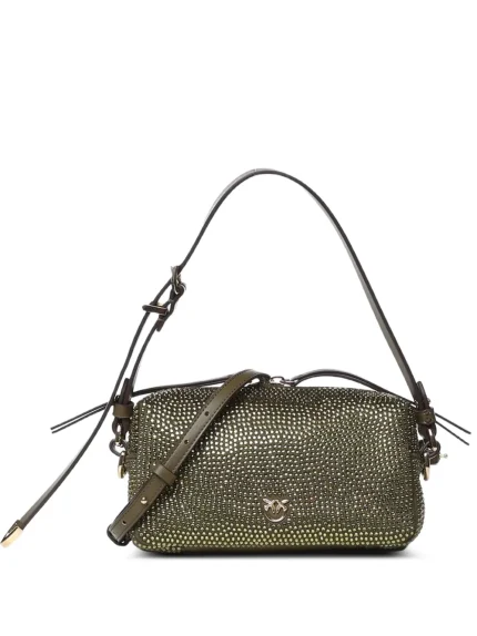 Borsa Pinko verde oliva con strass