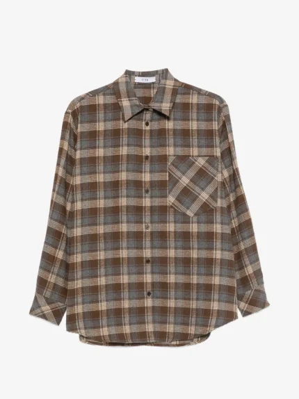 Camicia Eleh quadro marrone e grigio calda.