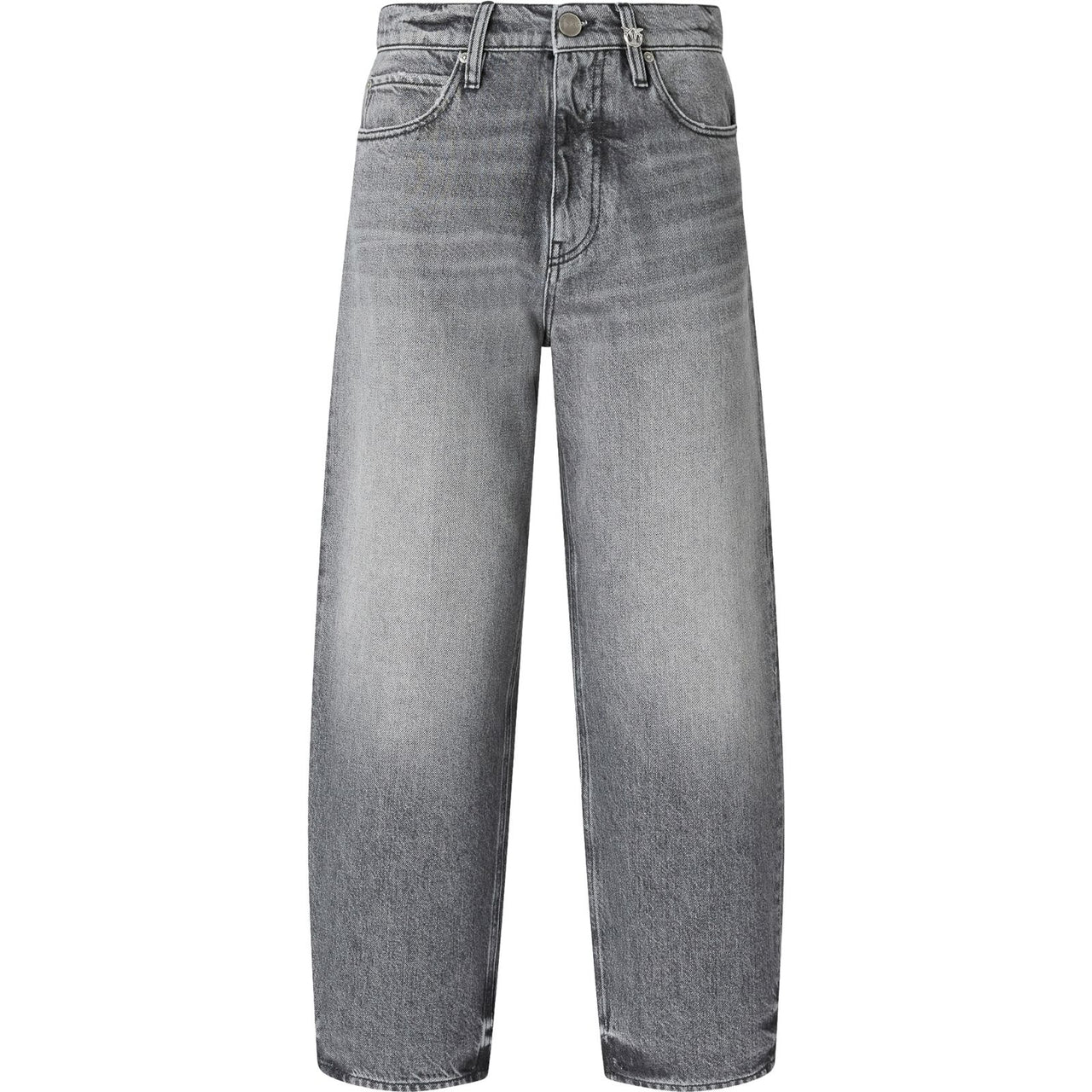 Denim Pinko grigio con logo sulla tasca. Denim Pinko grigio con logo sulla tasca.