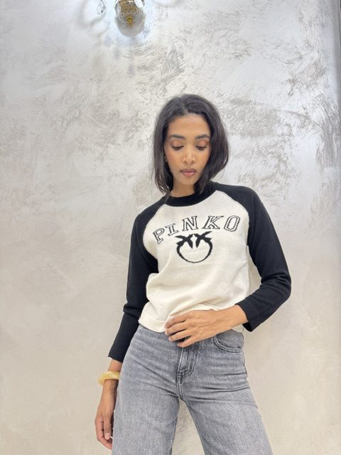 Maglia Pinko burro e nera Maglia Pinko burro e nero