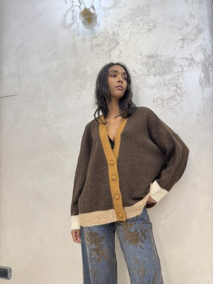 Cardigan Griffai multicolor base marrone