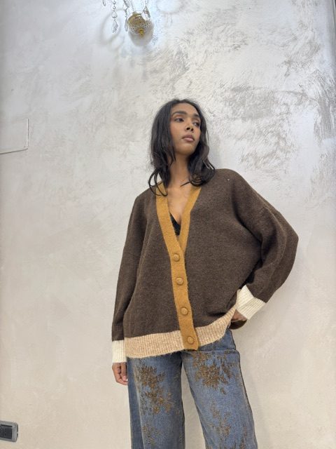 Cardigan Griffai multicolor base marrone Cardigan Griffai multicolor base marrone