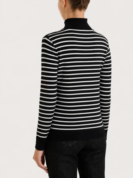 Maglia Ragno nera riga bianca collo alto